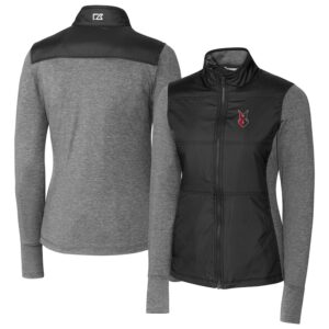 Women's Cutter & Buck  Black Indianapolis Indians Stealth DryTec Hybrid Quilted Full-Zip Windbreaker Jacket