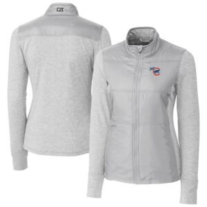 Women's Cutter & Buck  Gray Iowa Cubs Stealth DryTec Hybrid Quilted Full-Zip Windbreaker Jacket