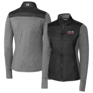 Women's Cutter & Buck  Black Lansing Lugnuts Stealth DryTec Hybrid Quilted Full-Zip Windbreaker Jacket