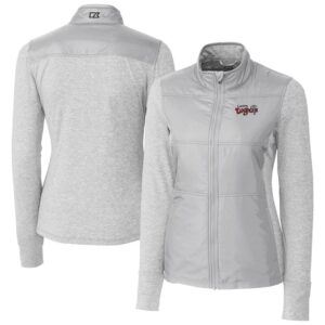 Women's Cutter & Buck  Gray Lansing Lugnuts Stealth DryTec Hybrid Quilted Full-Zip Windbreaker Jacket