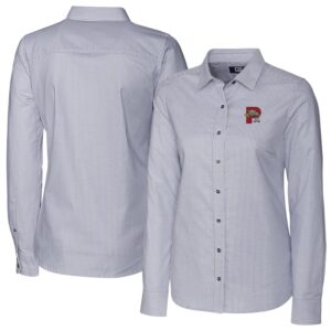 Women's Cutter & Buck  Charcoal Portland Sea Dogs Stretch Oxford Stripe Long Sleeve Button-Up Dress Shirt