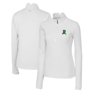 Women's Cutter & Buck  White Dayton Dragons Traverse DryTec Stretch Quarter-Zip Pullover Top