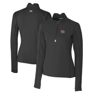 Women's Cutter & Buck  Black Norfolk Tides Traverse DryTec Stretch Quarter-Zip Pullover Top