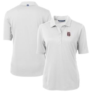Women's Cutter & Buck White Birmingham Barons Virtue DryTec Eco Pique Recycled Polo
