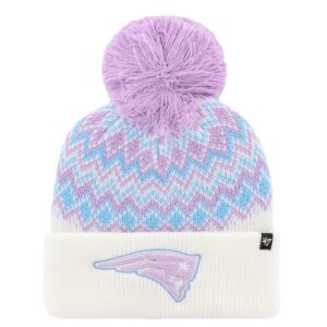 Girls Youth '47  White New England Patriots Elsa Cuffed Knit Hat with Pom