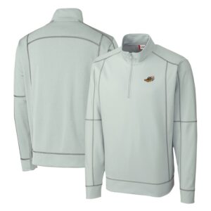 Men's Cutter & Buck  Gray Akron RubberDucks  Clique Helsa Performance Half-Zip Knit Pullover