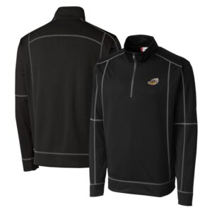 Men's Cutter & Buck  Black Akron RubberDucks  Clique Helsa Performance Half-Zip Knit Pullover