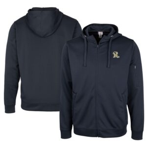 Unisex Cutter & Buck Navy Frisco RoughRiders Clique Lift Eco Performance Full-Zip Hoodie