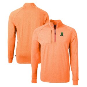Men's Cutter & Buck  Heather Orange Dayton Dragons Adapt Eco Knit Heather Recycled Quarter-Zip Pullover