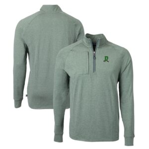 Men's Cutter & Buck  Heather Green Dayton Dragons Adapt Eco Knit Heather Recycled Quarter-Zip Pullover