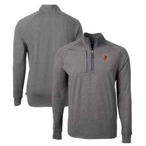 Men's Cutter & Buck  Heather Black Durham Bulls Adapt Eco Knit Heather Recycled Quarter-Zip Pullover