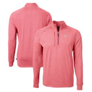 Men's Cutter & Buck  Heather Red Scranton Wilkes-Barre RailRiders Adapt Eco Knit Heather Recycled Quarter-Zip Pullover