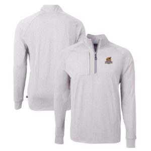 Men's Cutter & Buck  Heather Gray Toledo Mud Hens Adapt Eco Knit Heather Recycled Quarter-Zip Pullover