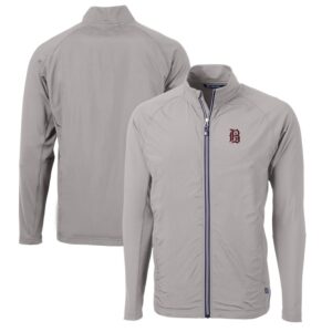 Men's Cutter & Buck  Gray Birmingham Barons Adapt Eco Knit Hybrid Recycled Full-Zip Jacket