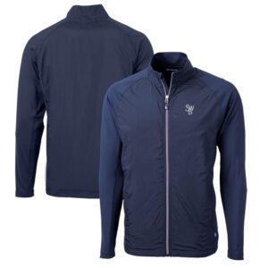 Men's Cutter & Buck  Navy Scranton Wilkes-Barre RailRiders Adapt Eco Knit Hybrid Recycled Full-Zip Jacket