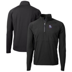 Men's Cutter & Buck  Black New Hampshire Fisher Cats Adapt Eco Knit Hybrid Recycled Quarter-Zip Top