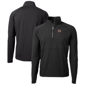 Men's Cutter & Buck  Black Norfolk Tides Adapt Eco Knit Hybrid Recycled Quarter-Zip Top