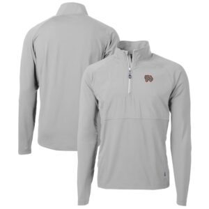 Men's Cutter & Buck  Gray Norfolk Tides Adapt Eco Knit Hybrid Recycled Quarter-Zip Top