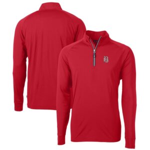 Men's Cutter & Buck  Red Birmingham Barons Adapt Eco Knit Stretch Recycled Quarter-Zip Pullover