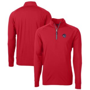 Men's Cutter & Buck  Red Binghamton Rumble Ponies Adapt Eco Knit Stretch Recycled Quarter-Zip Pullover