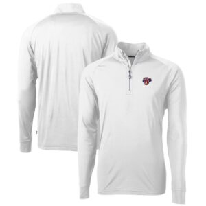 Men's Cutter & Buck  White Jacksonville Jumbo Shrimp Adapt Eco Knit Stretch Recycled Quarter-Zip Pullover
