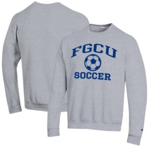 Men's Champion Heather Gray Florida Gulf Coast Eagles Soccer Icon Powerblend Pullover Sweatshirt