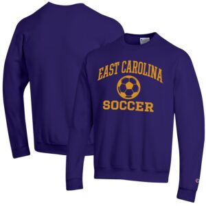 Men's Champion Purple ECU Pirates Soccer Icon Powerblend Pullover Sweatshirt