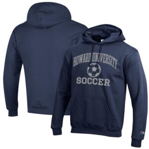 Men's Champion Navy Howard Bison Soccer Icon Powerblend Pullover Hoodie