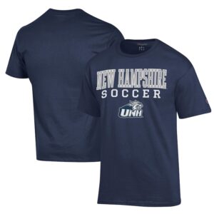 Men's Champion Navy New Hampshire Wildcats Soccer Stack Logo Powerblend T-Shirt