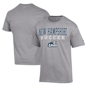 Men's Champion Gray New Hampshire Wildcats Soccer Stack Logo Powerblend T-Shirt