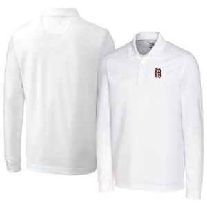 Men's Cutter & Buck White Birmingham Barons DryTec Advantage Tri-Blend Pique Long Sleeve Polo