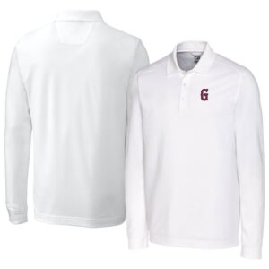 Men's Cutter & Buck White Greenville Drive DryTec Advantage Tri-Blend Pique Long Sleeve Polo