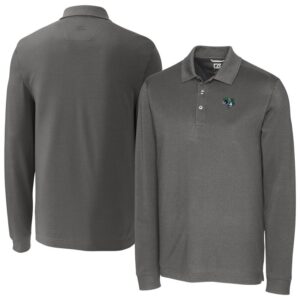 Men's Cutter & Buck Gray Gwinnett Stripers DryTec Advantage Tri-Blend Pique Long Sleeve Polo