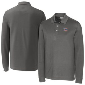 Men's Cutter & Buck Gray Iowa Cubs DryTec Advantage Tri-Blend Pique Long Sleeve Polo