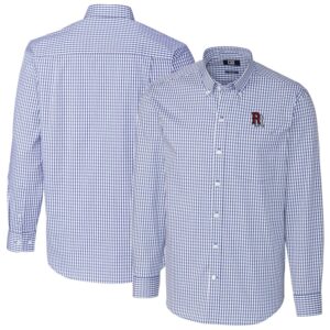 Men's Cutter & Buck Blue Round Rock Express Easy Care Stretch Gingham Long Sleeve Button-Down Shirt