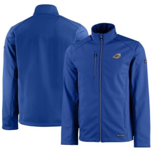 Men's Cutter & Buck  Blue Akron RubberDucks Evoke Eco Softshell Recycled Full-Zip Jacket
