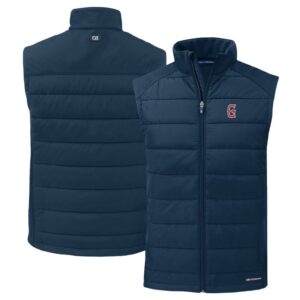 Men's Cutter & Buck Navy Greenville Drive Evoke Hybrid Eco Softshell Recycled Full-Zip Vest