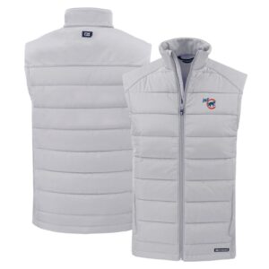 Men's Cutter & Buck Gray Iowa Cubs Evoke Hybrid Eco Softshell Recycled Full-Zip Vest