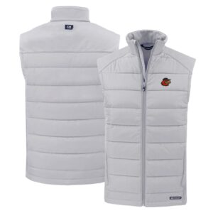 Men's Cutter & Buck Gray Rochester Red Wings Evoke Hybrid Eco Softshell Recycled Full-Zip Vest