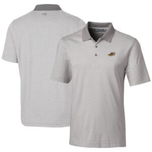 Men's Cutter & Buck  Gray Akron RubberDucks Forge Tonal Stripe Stretch Polo