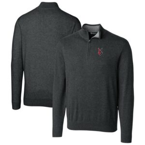 Men's Cutter & Buck Heather Charcoal Indianapolis Indians Lakemont Tri-Blend Quarter-Zip Pullover Sweater