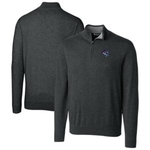 Men's Cutter & Buck Heather Charcoal Binghamton Rumble Ponies Lakemont Tri-Blend Quarter-Zip Pullover Sweater