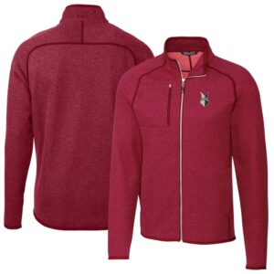 Men's Cutter & Buck Heather Red Indianapolis Indians Mainsail Sweater-Knit Full-Zip Jacket