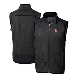 Men's Cutter & Buck Heather Charcoal Birmingham Barons Mainsail Sweater-Knit Full-Zip Vest