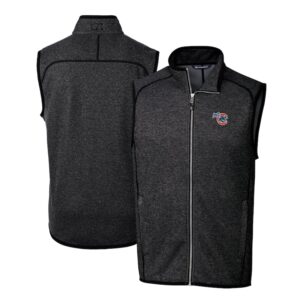 Men's Cutter & Buck Heather Charcoal Iowa Cubs Mainsail Sweater-Knit Full-Zip Vest