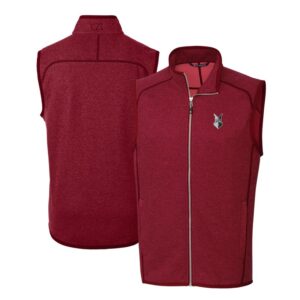 Men's Cutter & Buck Heather Red Indianapolis Indians Mainsail Sweater-Knit Full-Zip Vest