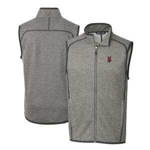 Men's Cutter & Buck Heather Gray Indianapolis Indians Mainsail Sweater-Knit Full-Zip Vest