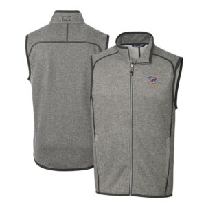 Men's Cutter & Buck Heather Gray Iowa Cubs Mainsail Sweater-Knit Full-Zip Vest