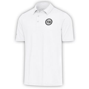 Men's Antigua White Detroit Pistons Metallic Logo Par 3 Polo