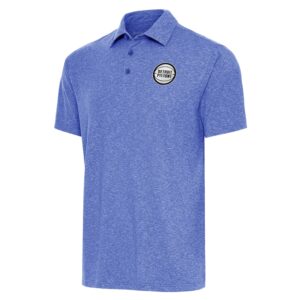 Men's Antigua Heather Royal Detroit Pistons Metallic Logo Par 3 Polo